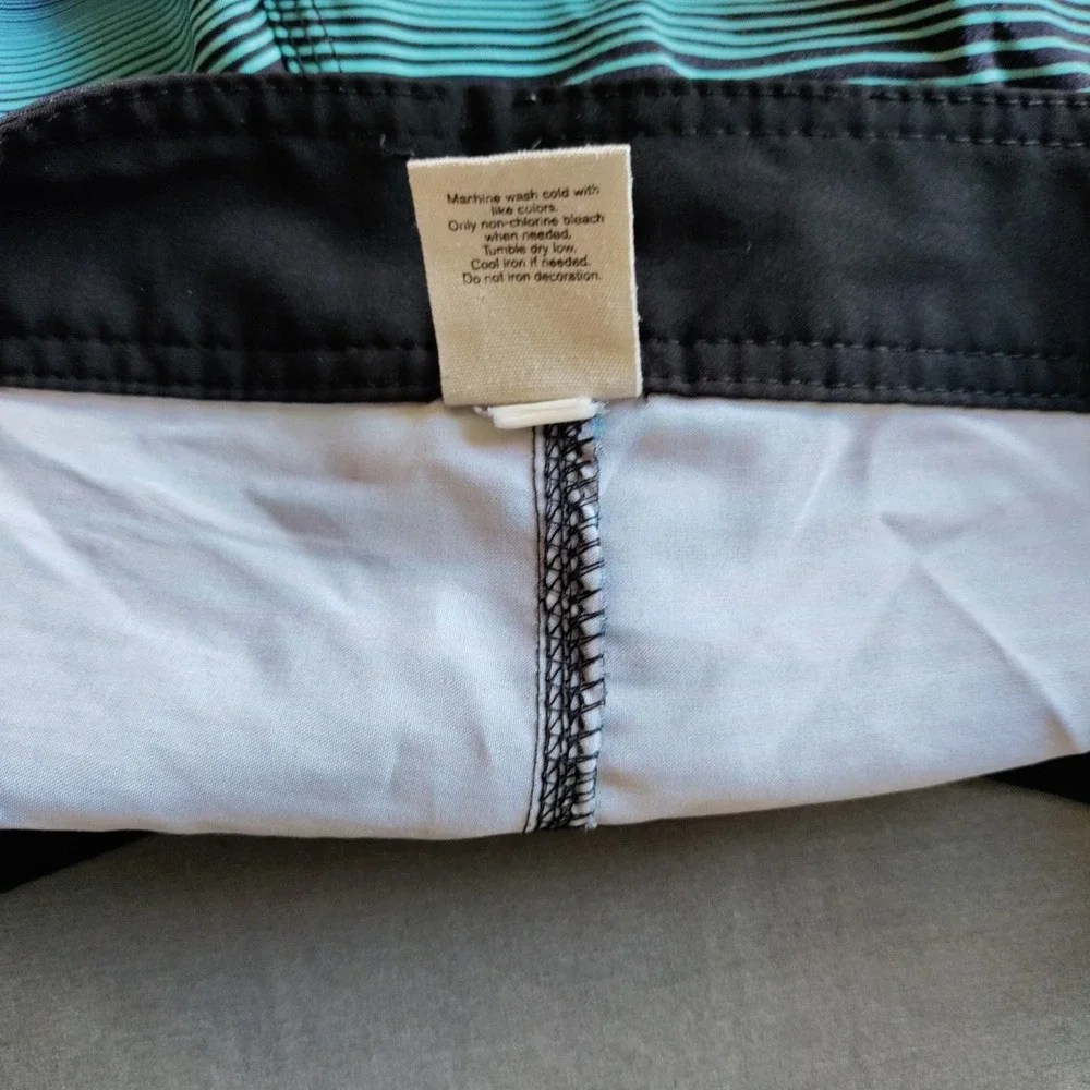 Hang Ten Board Ombre‎ Striped Tropical Lined Aloha Swim Surfboard Shorts Men 32